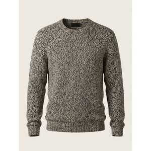 Magaschoni Man 100% Wool Marled Crewneck Grandpacore Sweater Black Cream Mens M